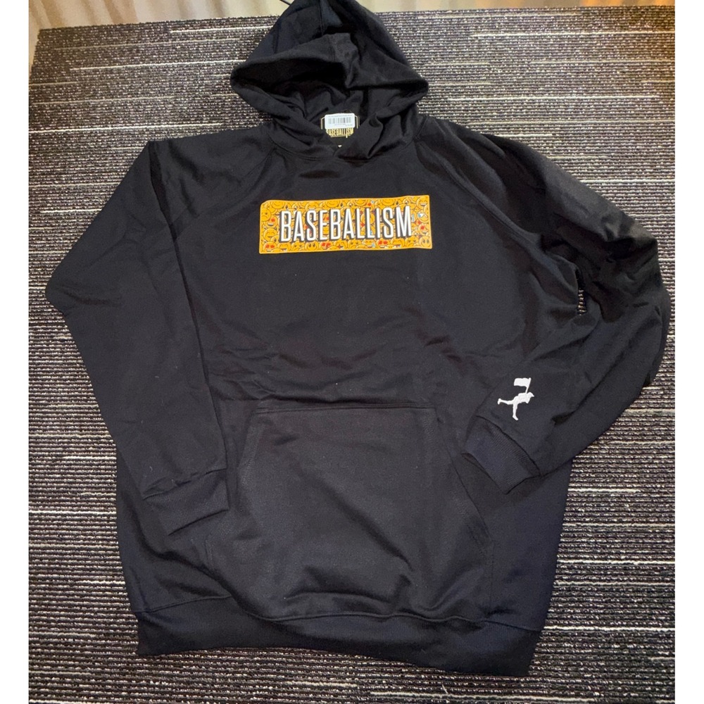 Baseballism Baseball Feels Hoodie Men XXL Black NEW Graphic Pullover